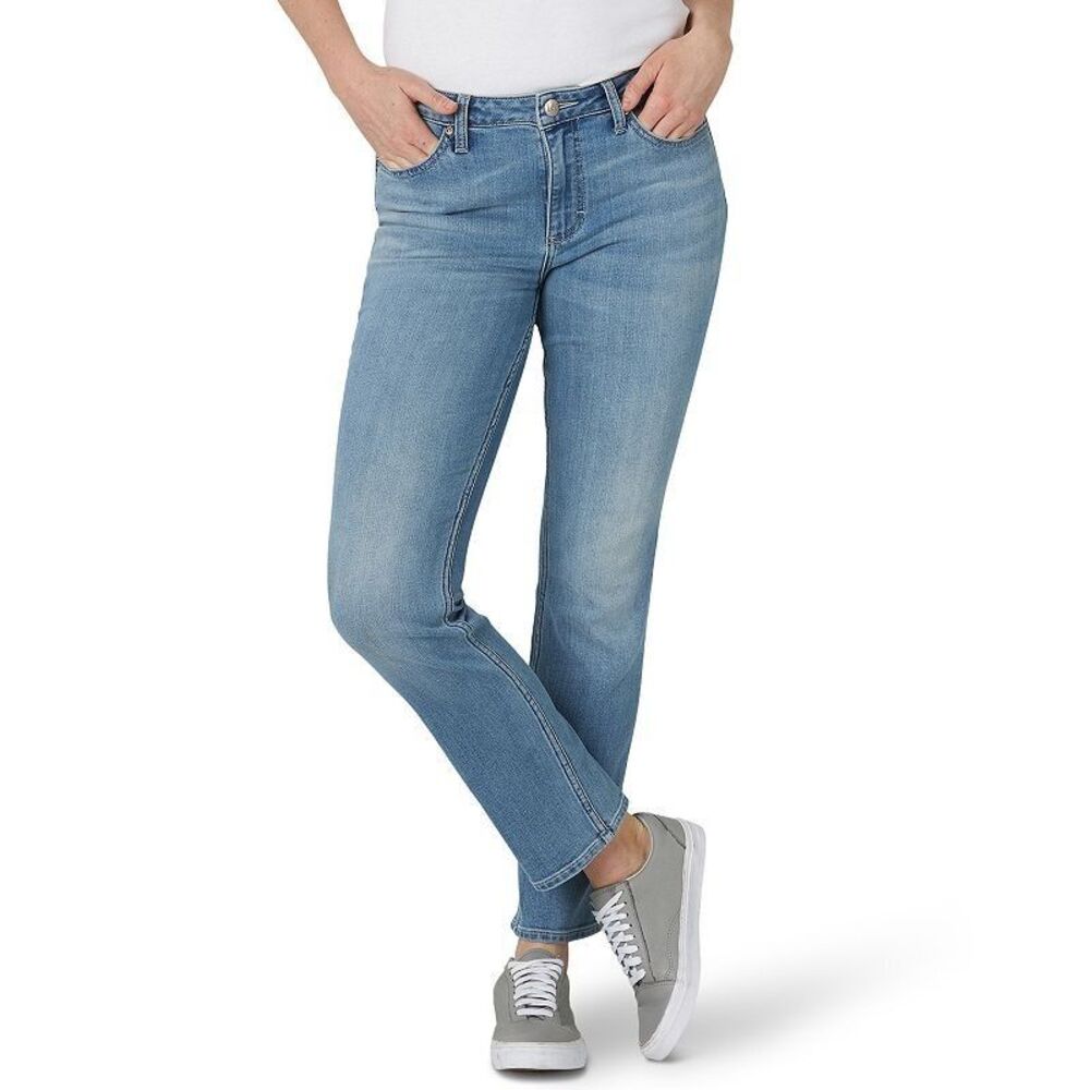 Lee Legendary Straight Jeans Womens 8 Blue Medium Wash Stretch NEW
